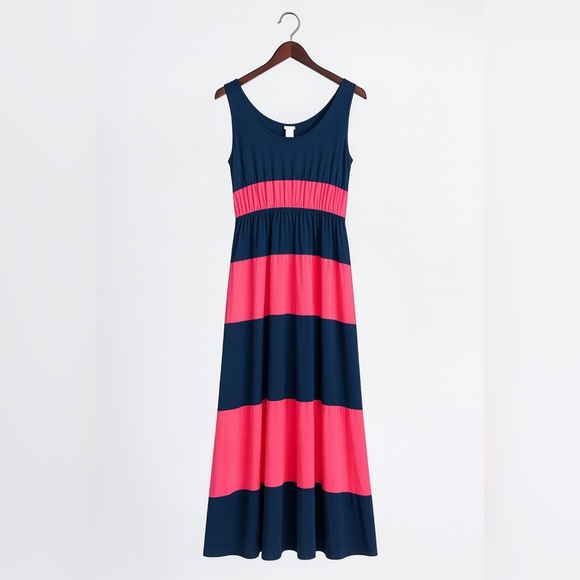 Timing Royal Blue pink Rayon Blend sleeveless maxi dresses Women’s M - Picture 8 of 8